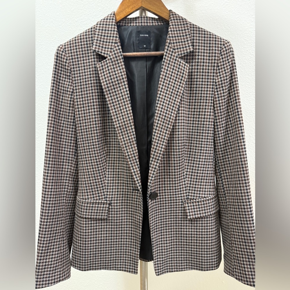 Houndstooth Tailored Blazer Classic Jacket Size M Calliope